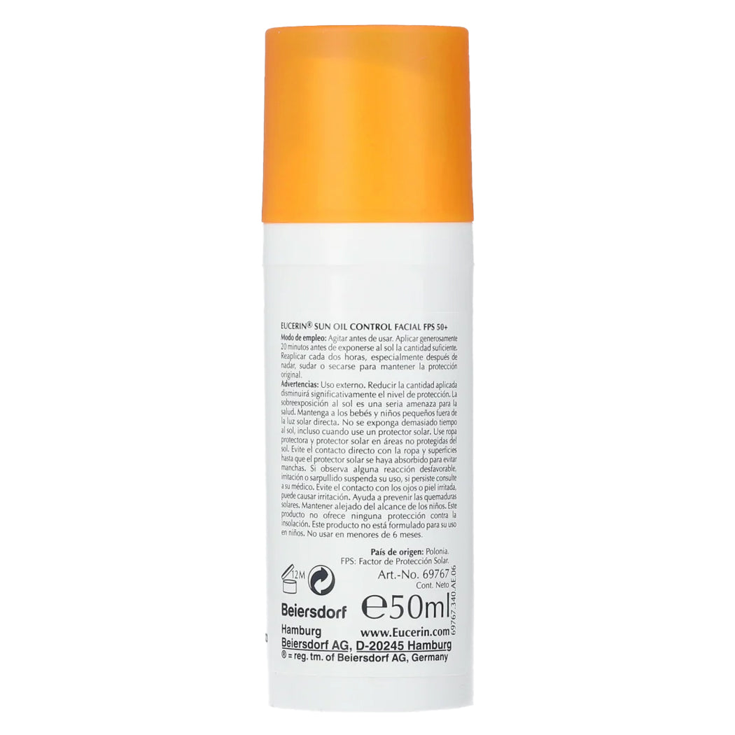 Eucerin Protector Solar Facial efecto mate toque seco 50ml