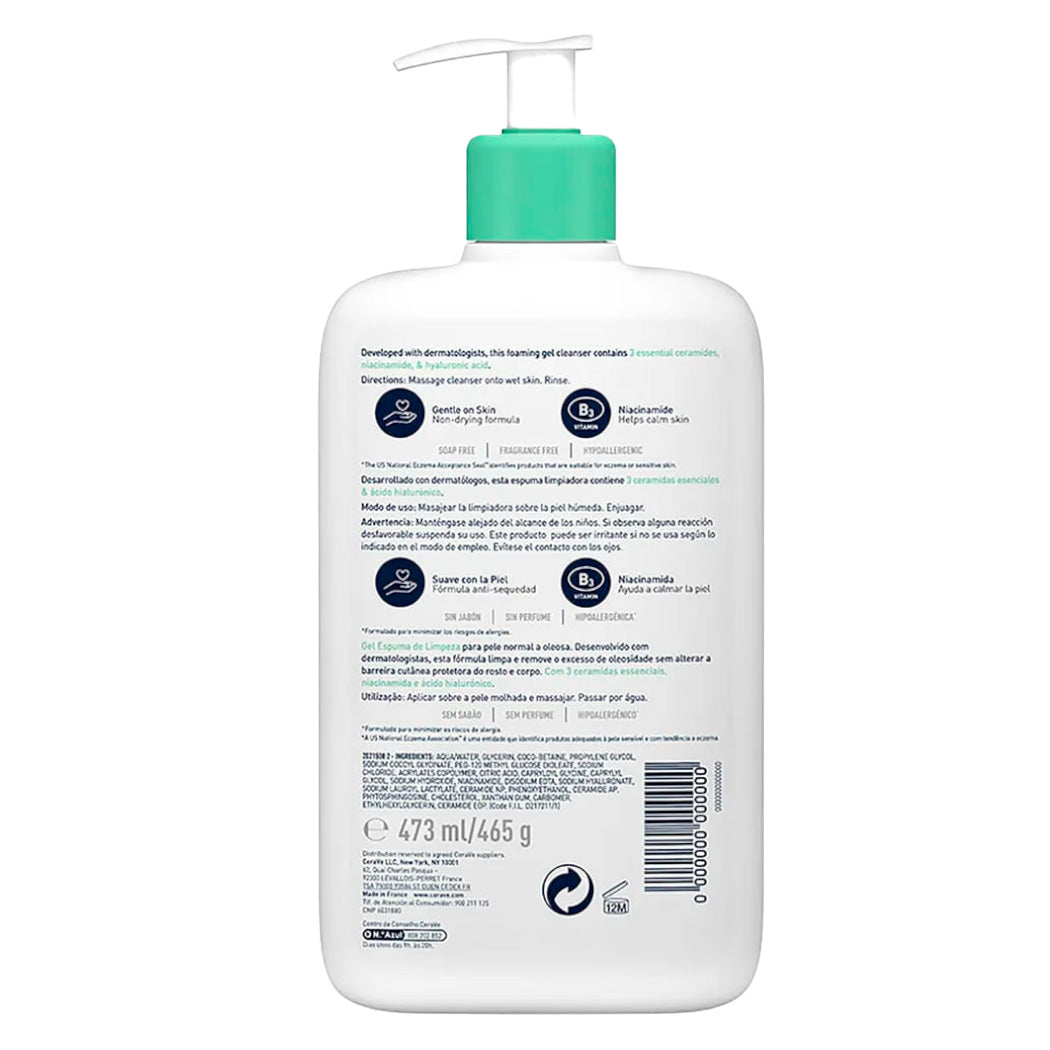 CeraVe Gel Limpiador Espumoso Diario para Piel Mixta 473ml