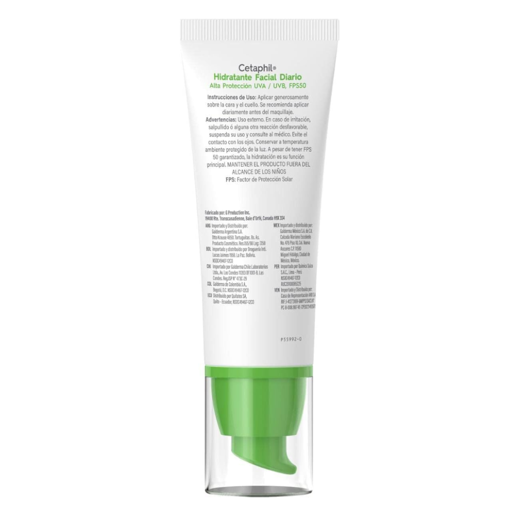 Cetaphil Hidratante Facial Diario con Protección FPS 50 UVB y UVA 50ml