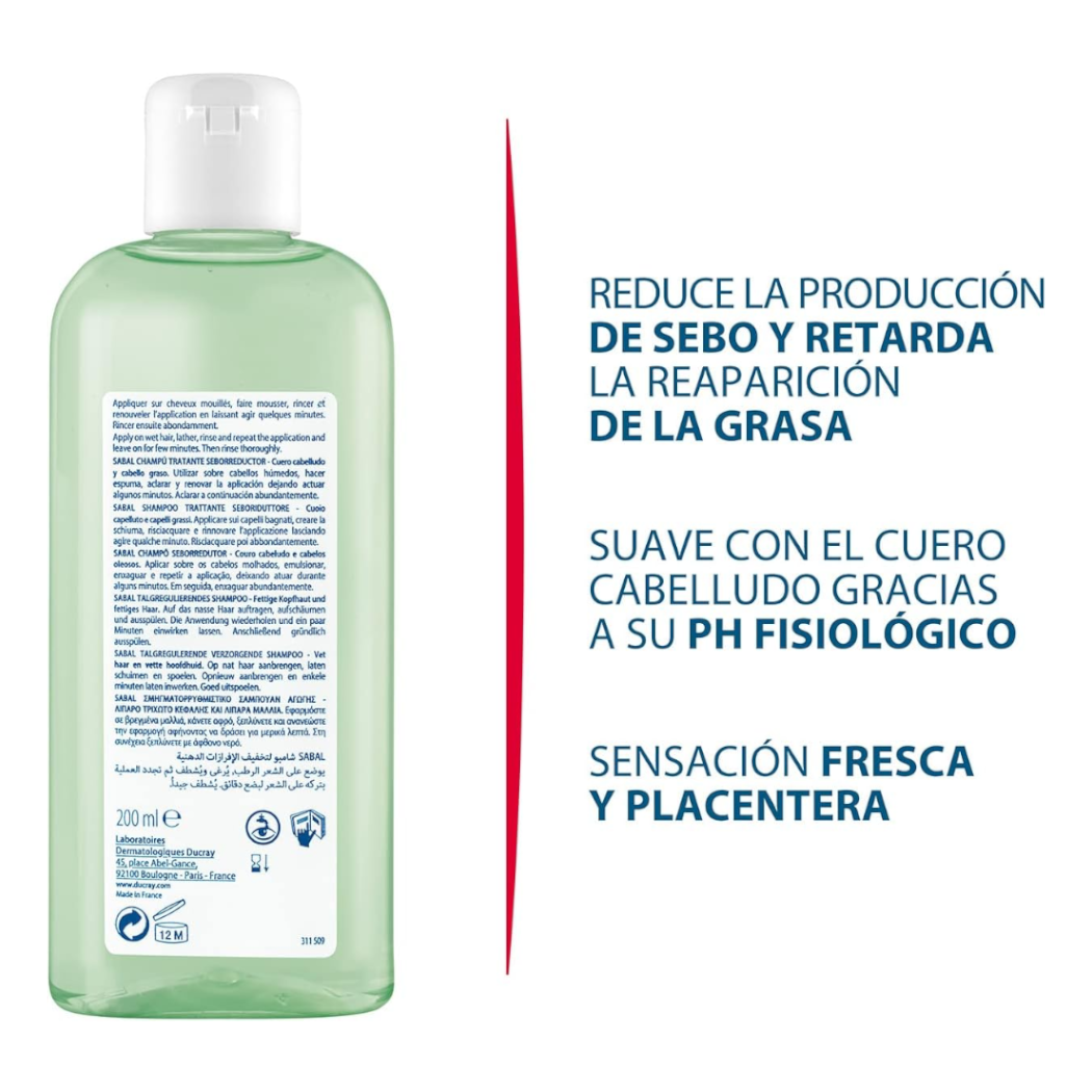 Ducray Sabal Shampoo Regulador de Grasa y Cabello Graso 200ml
