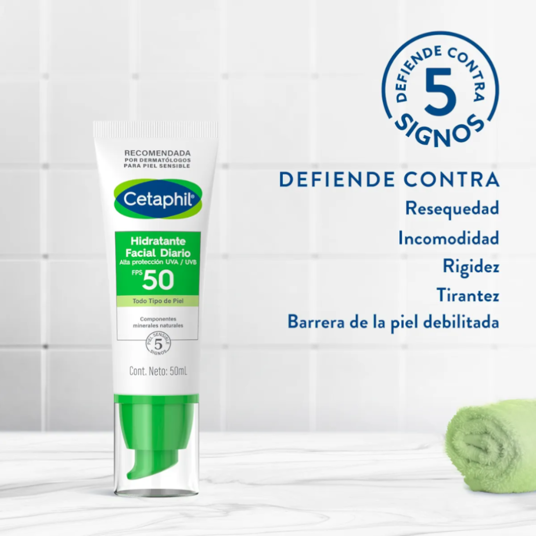 Cetaphil Hidratante Facial Diario con Protección FPS 50 UVB y UVA 50ml