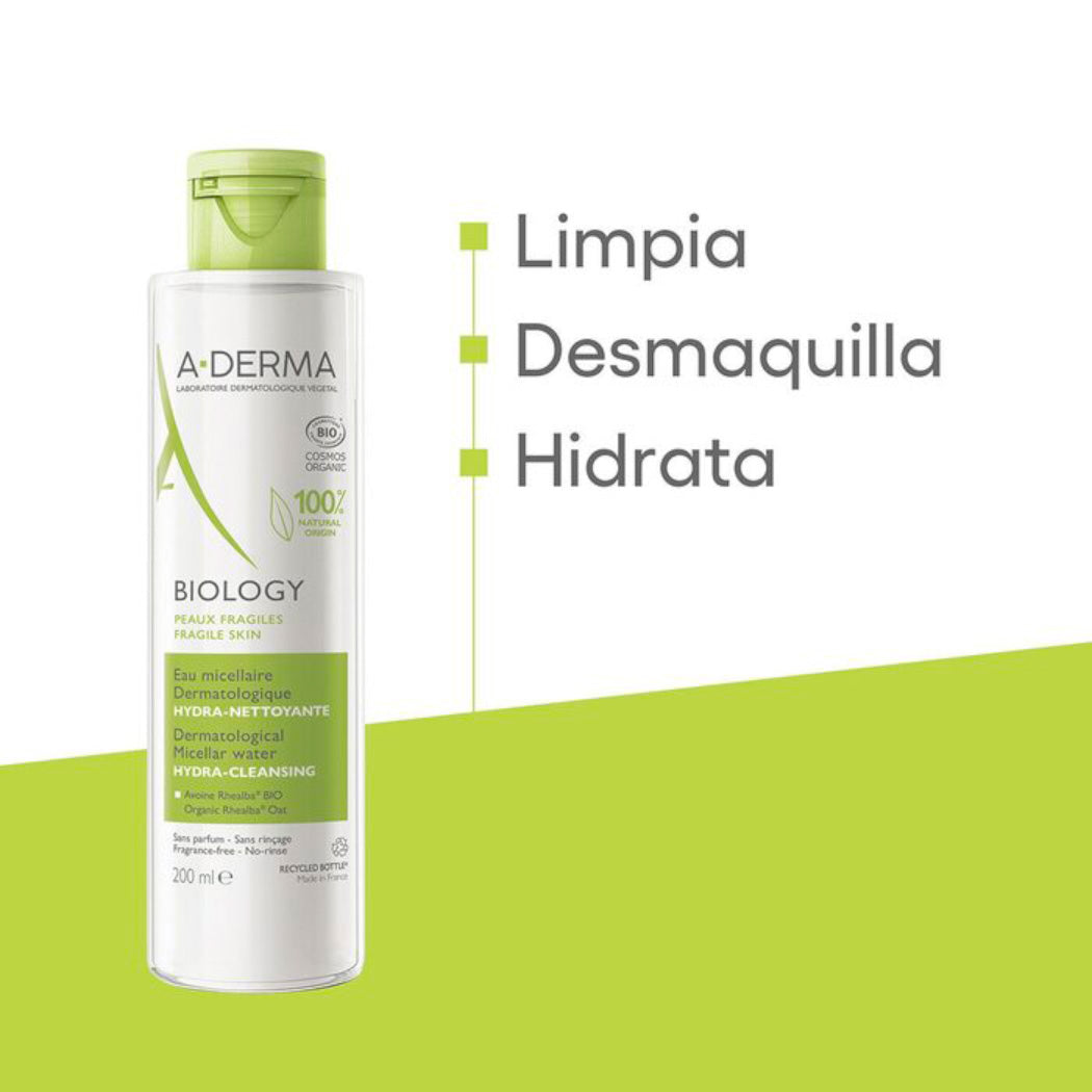 A-derma Biology Agua Micelar 200 Ml | Limpia E Hidrata Día/noche Todo Tipo De Piel