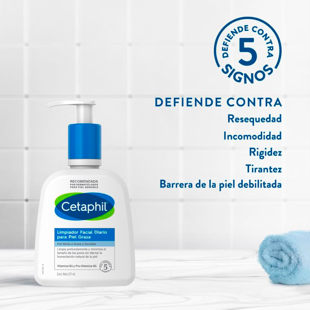 CETAPHIL limpiador facial Diario para piel grasa 473ml