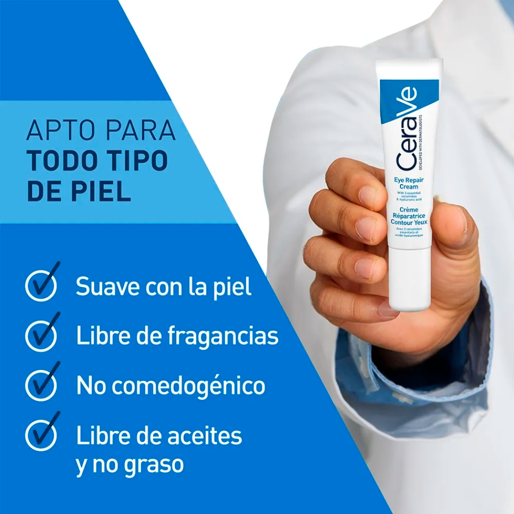 CeraVe Crema Reparadora para Contorno de Ojos, Bolsas y Ojeras 14gr
