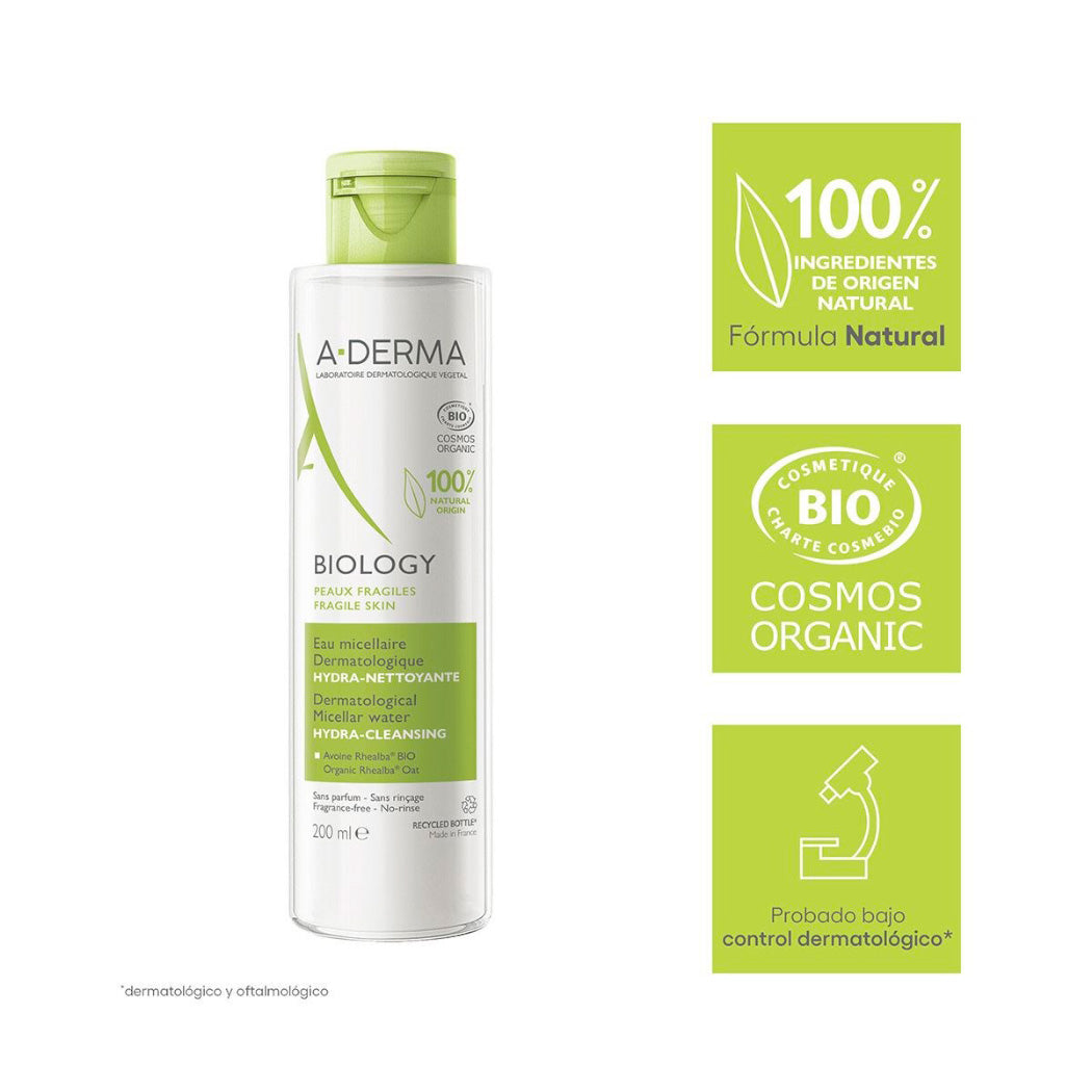 A-derma Biology Agua Micelar 200 Ml | Limpia E Hidrata Día/noche Todo Tipo De Piel