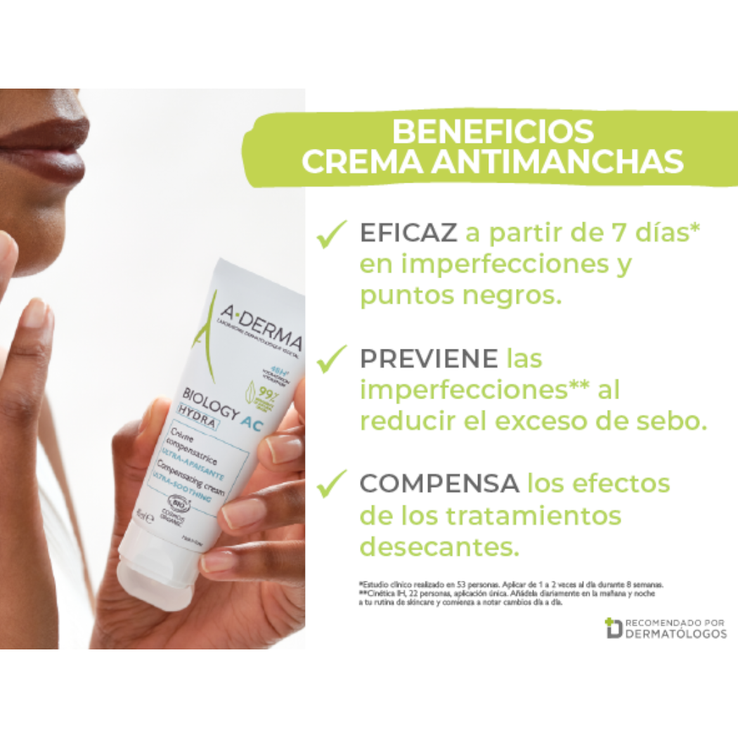 A-Derma Biology Ac Hydra Crema Antimanchas Piel Acneica 40ml